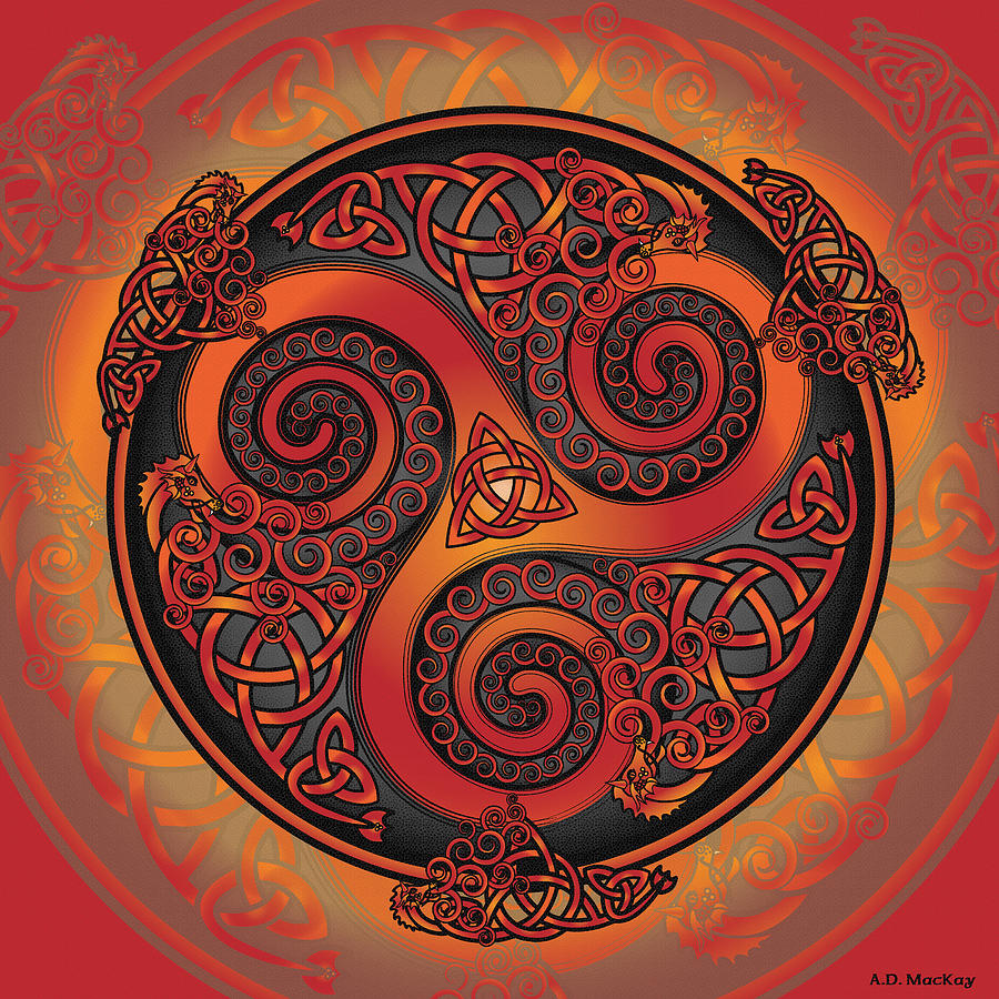 Celtic Fire Dragon Mandala Digital Art by Celtic Artist Angela Dawn MacKay