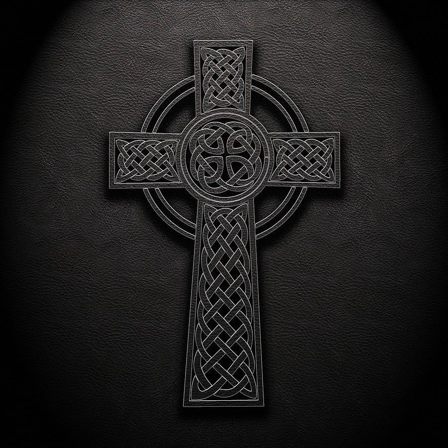 Celtic Knotwork Cross Leather Texture No 1 Repost Digital Art by Brian Carson