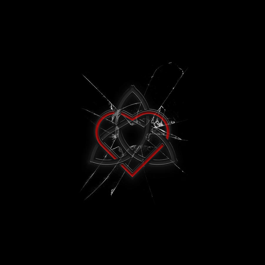 Celtic Knotwork Valentine Heart Broken Glass Texture Repost Digital Art by Brian Carson