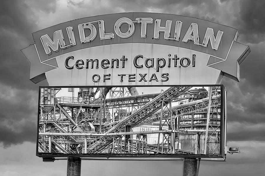 Cement Capitol of Texas Black and White Photograph by JC Findley