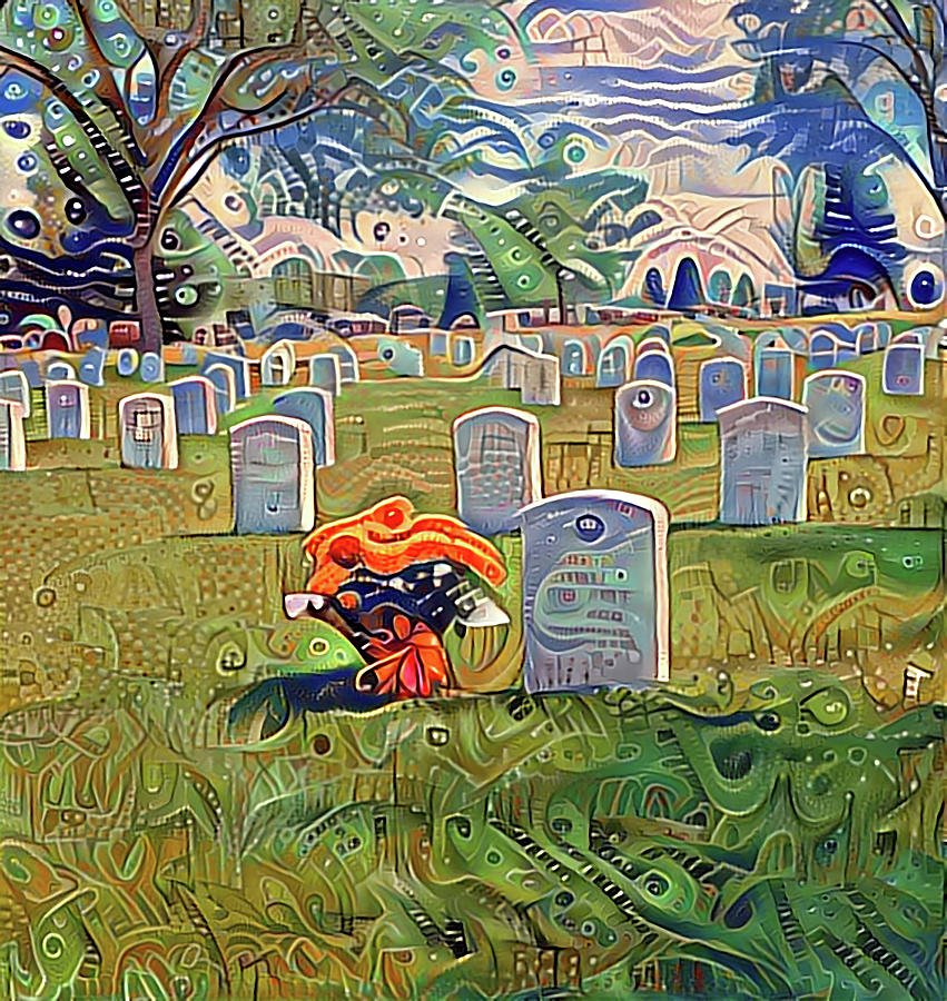 Cemetery Scene 012022 Digital Art by Cathy Anderson