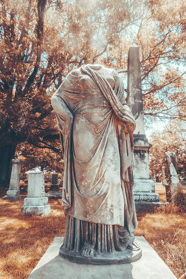 Headstone Photograph - Cemetery Statue by Sonja Quintero