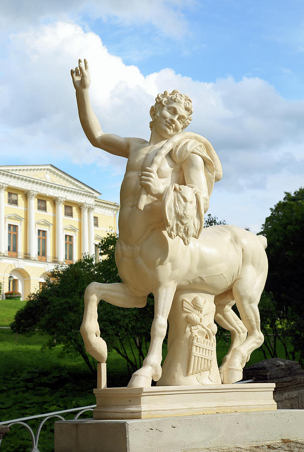 centaur on bridge and palace in Pavlovsk park Photograph by Mikhail Kokhanchikov