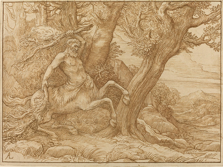 Centaur with Branches Drawing by Alphonse Legros