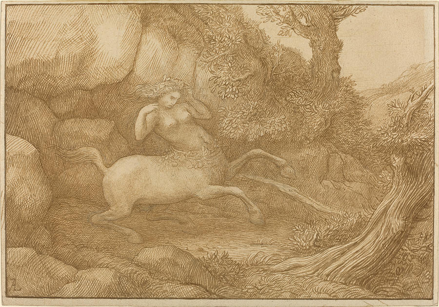 Alphonse Legros Drawing - Centaur Woman by Alphonse Legros