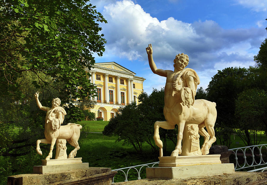 centaurs bridge and palace in Pavlovsk park Photograph by Mikhail Kokhanchikov