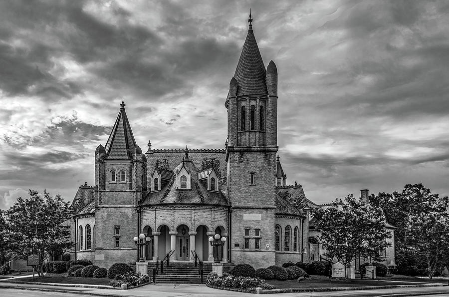 Centenary United Methodist Church of New Bern, Black and White Photograph by Marcy Wielfaert