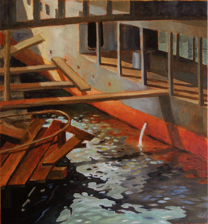 Center for wooden boats Seattle Painting by Thu Nguyen