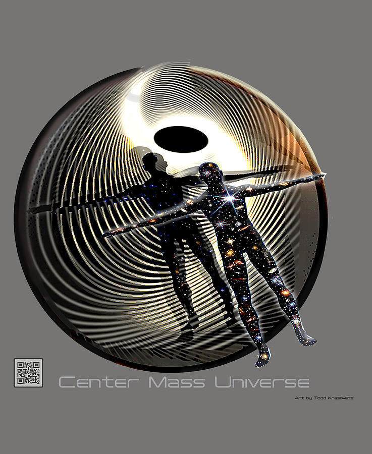 Center Mass Universe Album and logo Grey with QR Digital Art by Todd Krasovetz