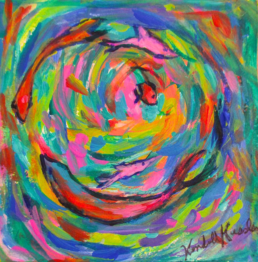Center of The Pink and Fish Painting by Kendall Kessler