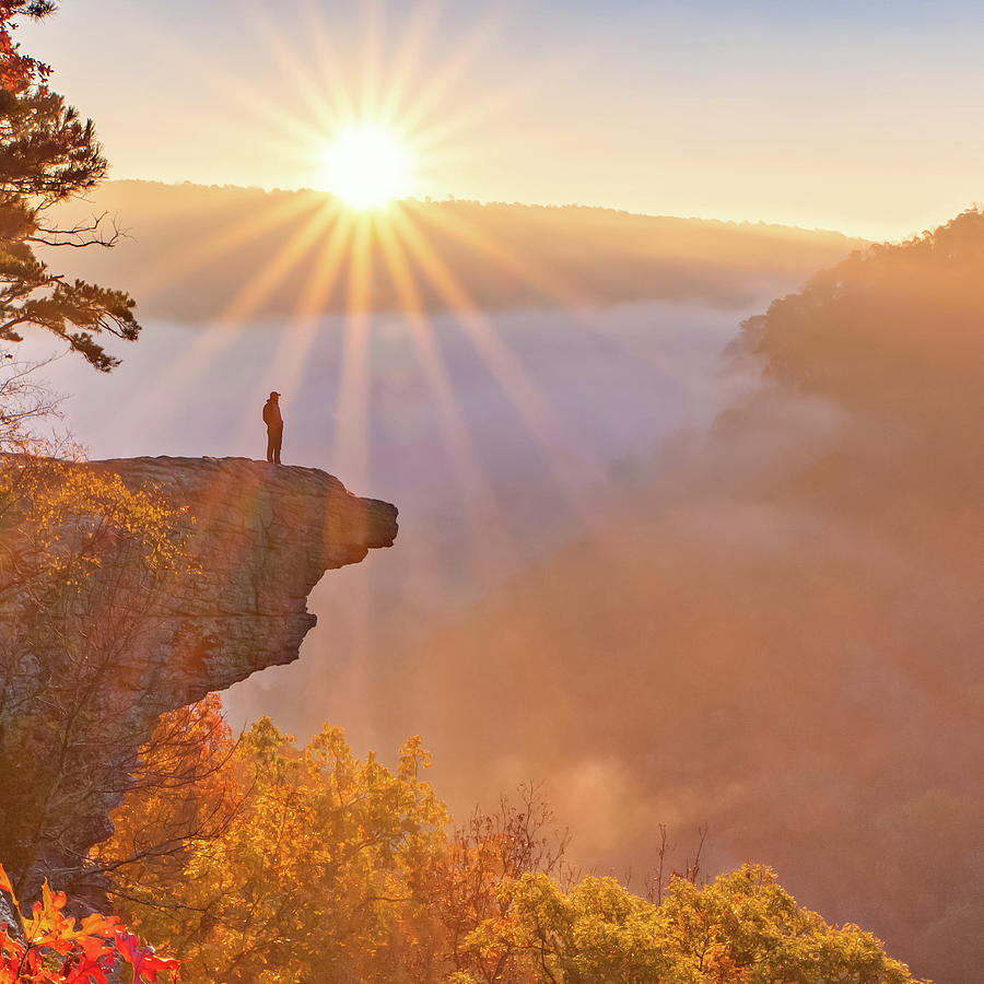 Center Panel 2 of 3 - Hawksbill Crag Overlook Autumn Sunrise Panorama Photograph by Gregory Ballos Center Panel 2 of 3 - Hawksbill Crag Overlook Autumn Sunrise Panorama Photograph by Gregory Ballos