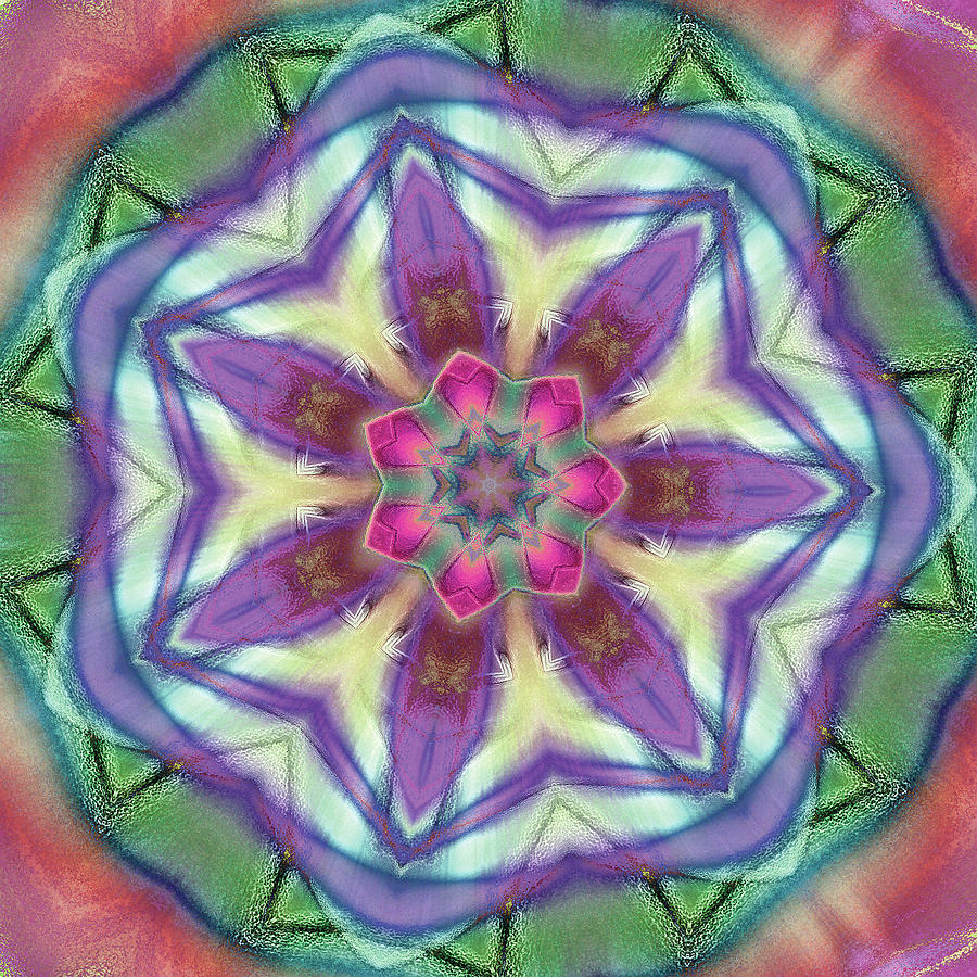 Center Rose Mandala Digital Art by Dave Turner