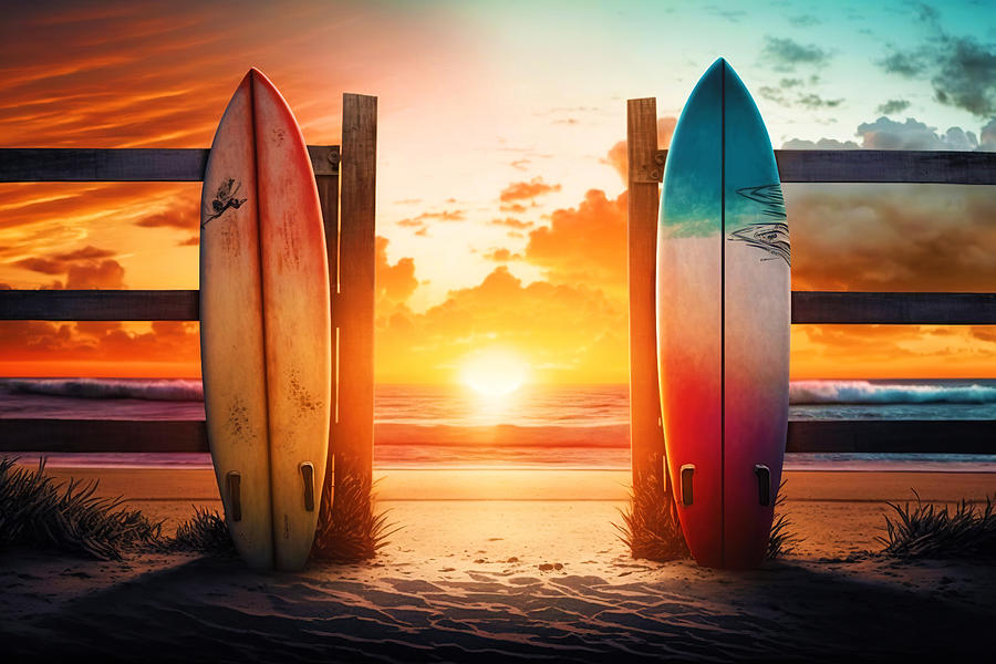 Center Staged Surfboard Style Digital Art by Athena Mckinzie