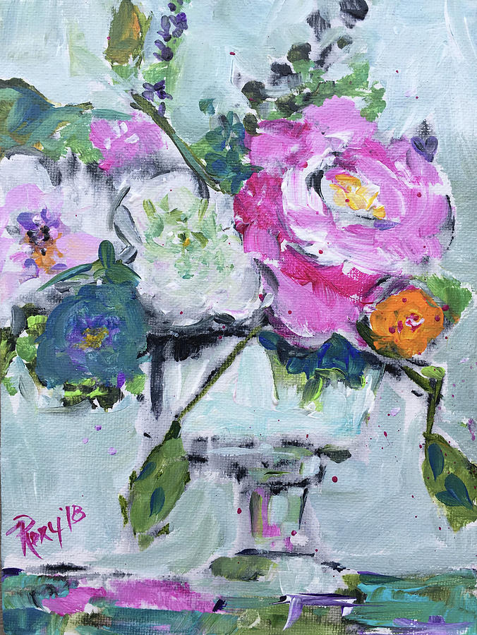 Centerpiece Flowers Painting by Roxy Rich