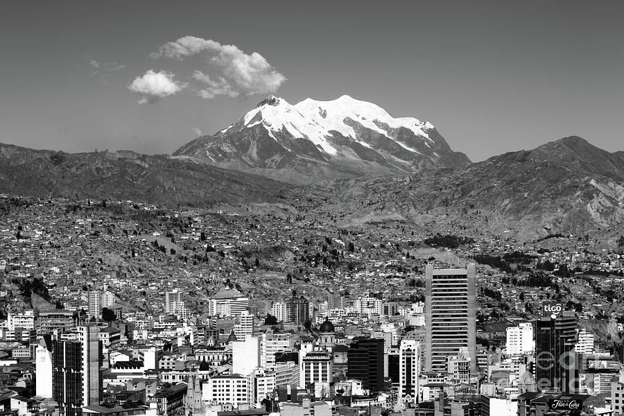 Central La Paz in black and white Bolivia Photograph by James Brunker