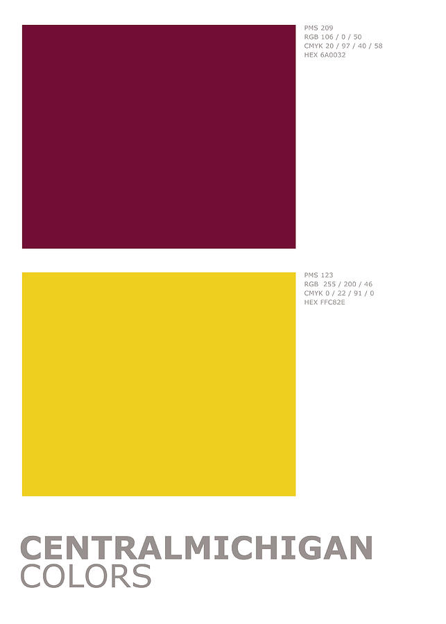 Central Michigan College Sports Team Official Colors Palette Minimalist ...