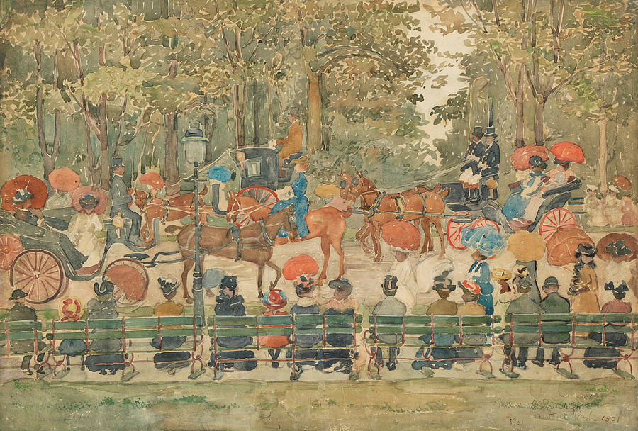 Central Park, 1901 Drawing by Maurice Prendergast