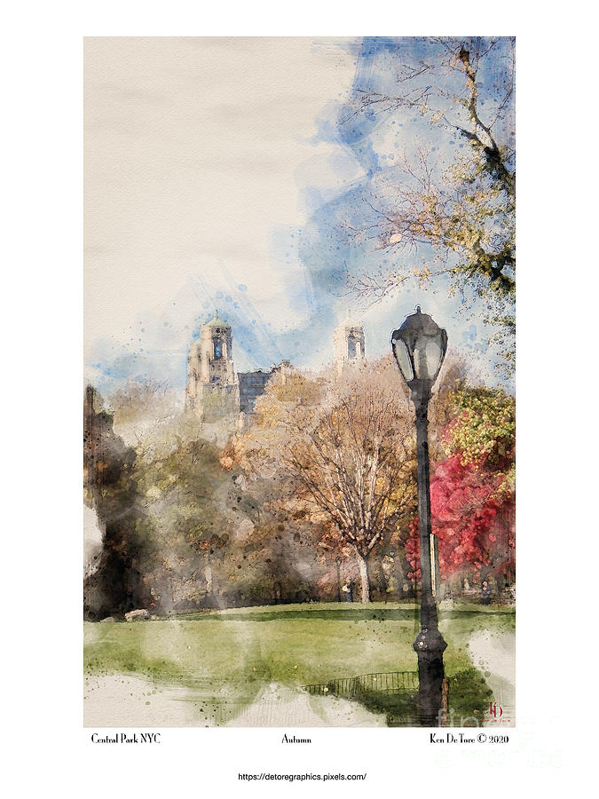 Central Park/Autumn Digital Art by Kenneth De Tore