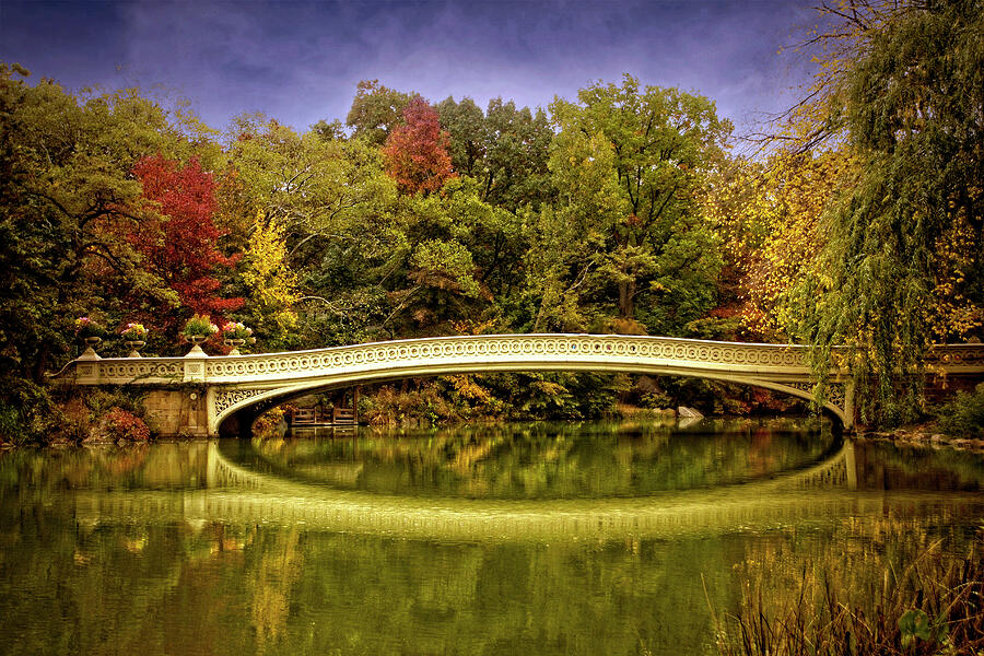 Central Park autumn scenic view - bow bridge Photograph by Geraldine ...