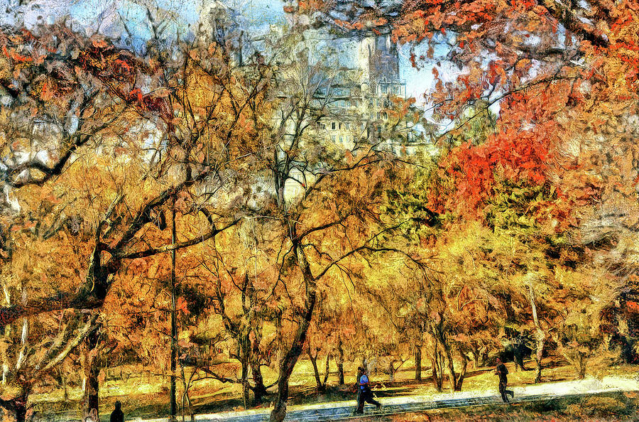 Central Park jogging path in autumn Photograph by Geraldine Scull