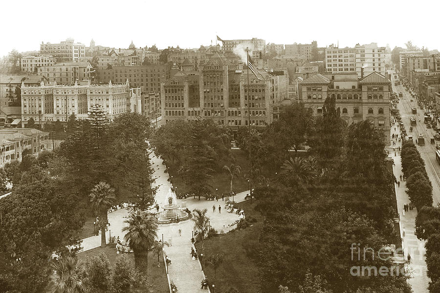 Los Angeles Photograph - Central Park, later Pershing Square downtown Los Angeles  an ele by Monterey County Historical Society