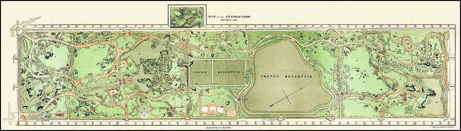 Central Park New York Antique Vintage Map 1870 Photograph by Carol Japp ...