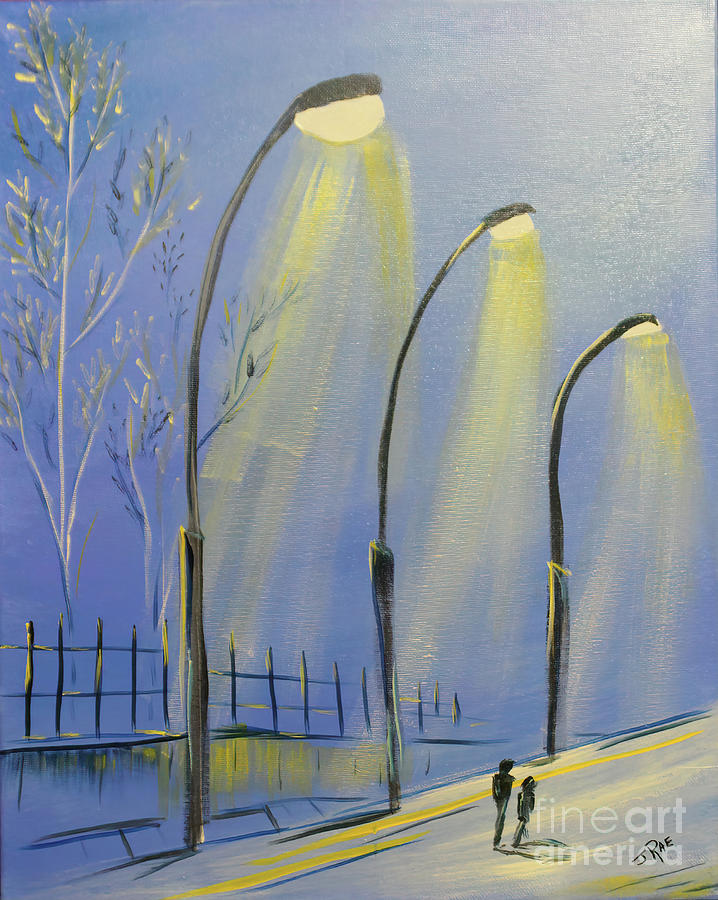 Central Park Rainy Night Painting by Janice Pariza