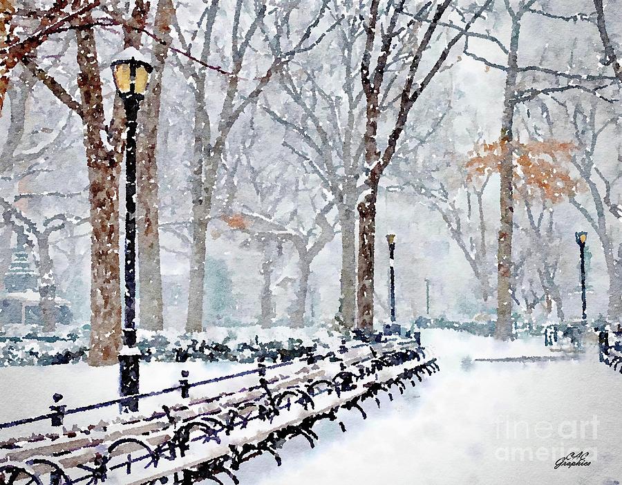 Central Park Snow Painting by CAC Graphics