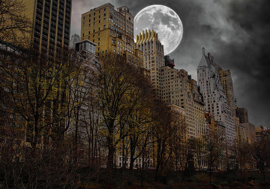 Central Park South Most Expensive Street in NYC Moon Glow  Photograph by Chuck Kuhn