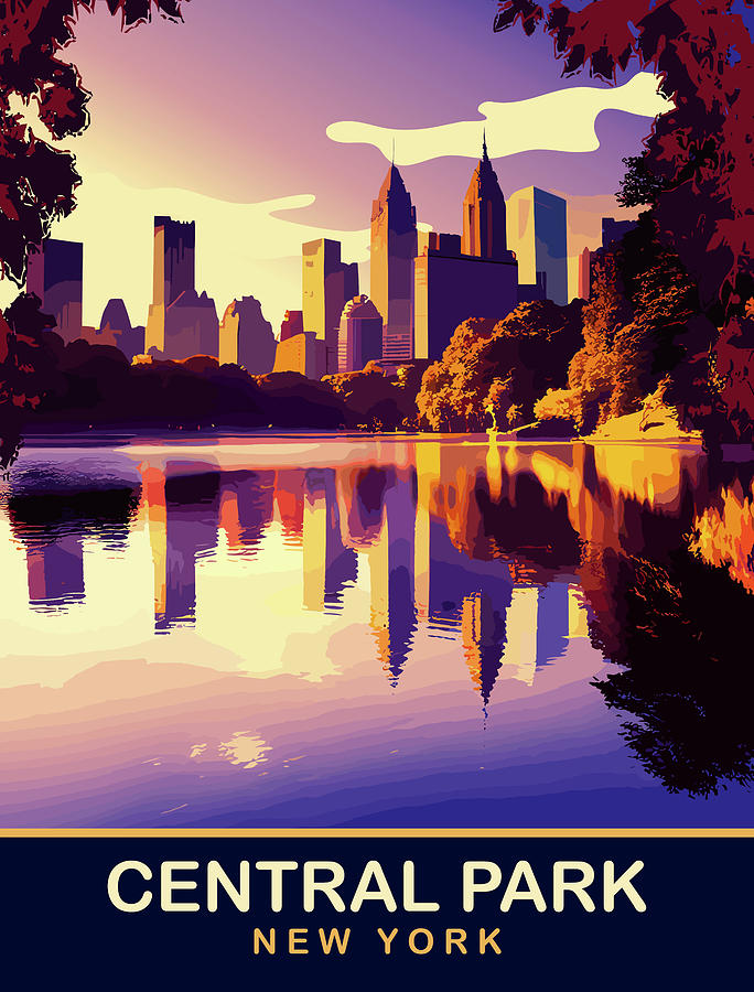Central Park, The Lake Digital Art by Long Shot