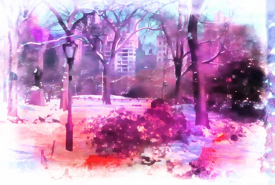 Central Park Winter Meeting PhotoArt One Digital Art by Russel Considine