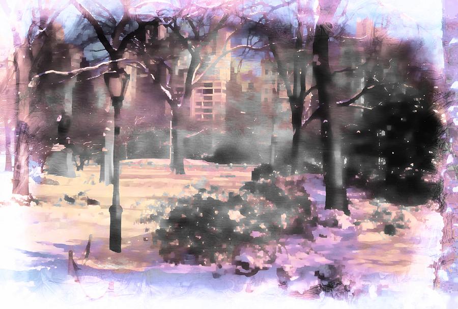 Central Park Winter Scene PhotoArt Three Digital Art by Russel Considine