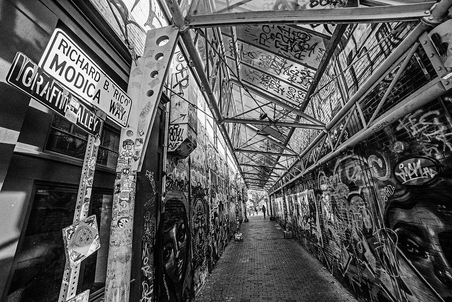 Central Square Cambridge MA Graffiti Alley Cambridge Massachusetts Black and White Photograph by Toby McGuire