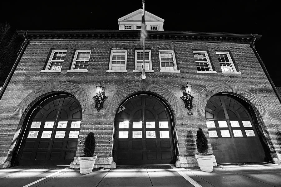 Central Square Fire Station Cambridge MA Black and White Photograph by Toby McGuire