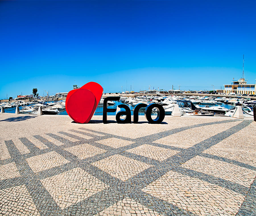 Centre of Faro city on hot summer day. Photograph by Mikroman6
