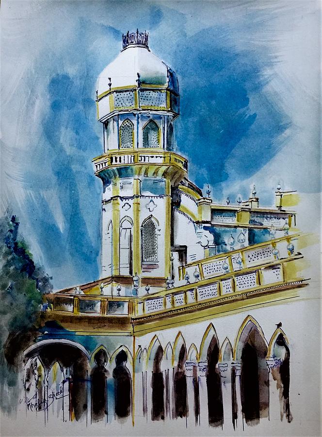 Centre of the city Painting by Khalid Saeed