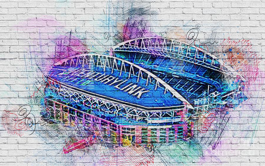 Sports Digital Art - Centurylink Field Seattle Seahawks Stadium Qwest Nfl Washington United States National Football League Sounders FC by Lisa Von