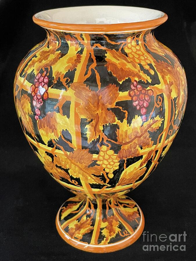 Ceramic Italian Vase with Grapevines Photograph by Barbie Corbett-Newmin