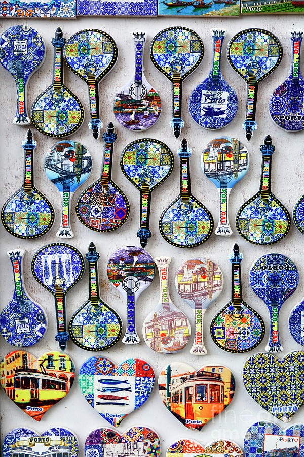 Ceramic mandolin fridge magnets Porto Portugal Photograph by James Brunker
