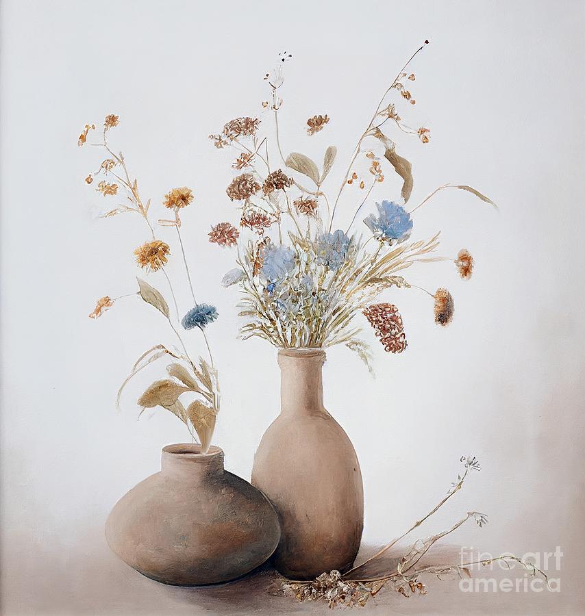 Vase With Flowers Painting - Ceramique III by Mindy Sommers