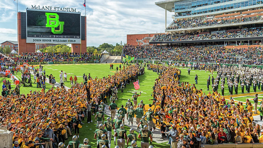 Football Photograph - Ceremonial Running of the Baylor Line by Stephen Stookey