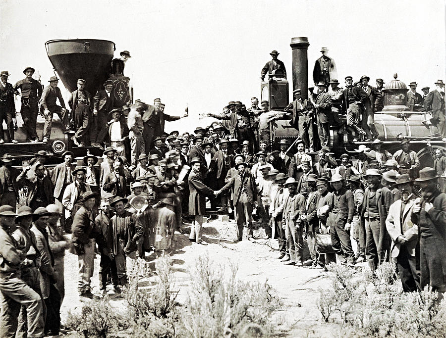Ceremony Celebrating the Driving of the Golden Spike into the Transcontinental Railroad 1869 Photograph by Peter Ogden