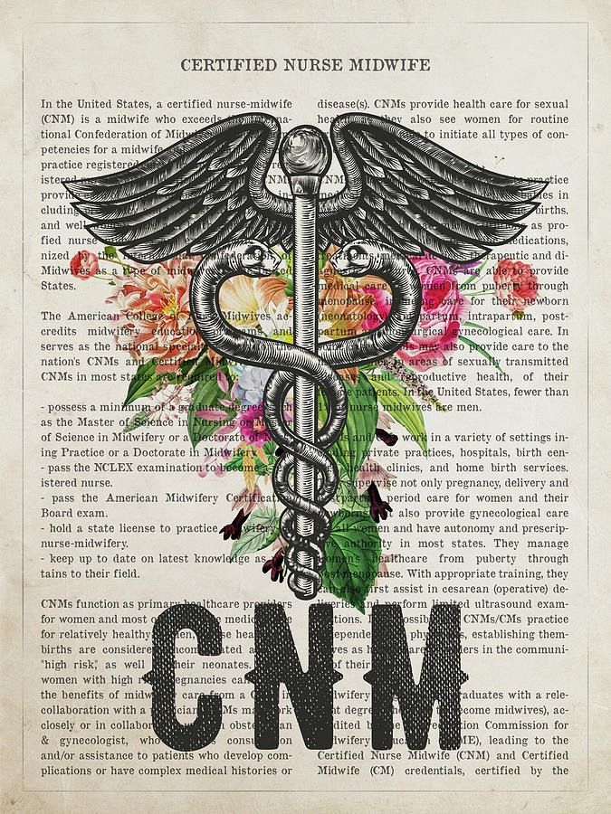 Certified Nurse Midwife With Flowers Print Cnm Digital Art