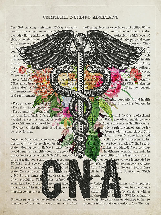 Certified Nursing Assistant With Flowers Print Cna Digital Art