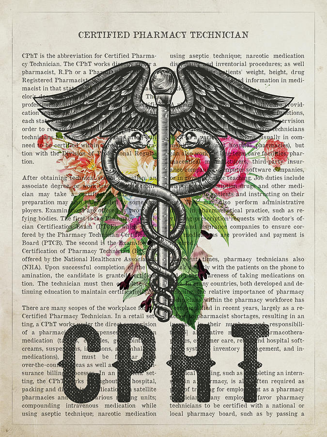 Certified Pharmacy Technician With Flowers Print Cpht Digital Art