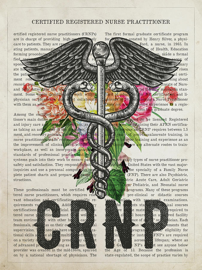 Certified Registered Nurse Practitioner With Flowers Print Crnp Digital Art