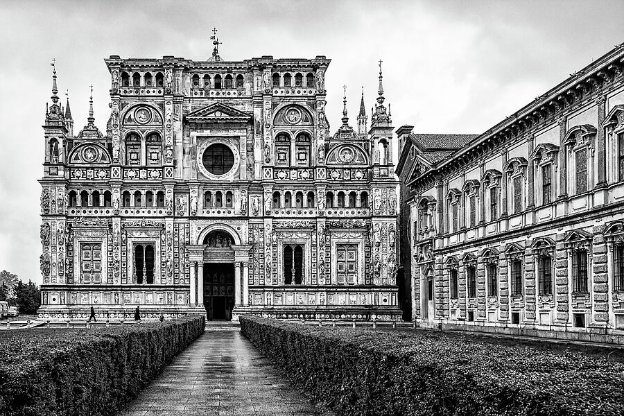 Certosa di Pavia in Lombardy, Italy - Black And White Photograph by Elvira Peretsman