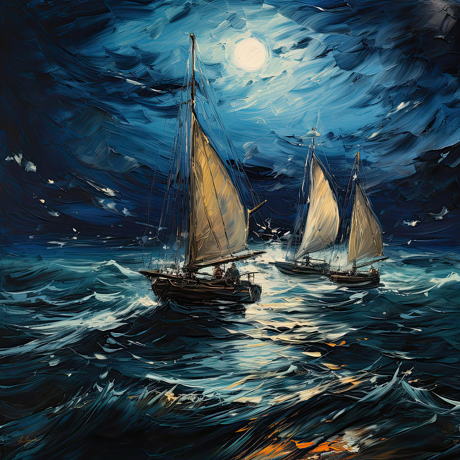 Cerulean Moonlight Serenade Digital Art by Lourry Legarde