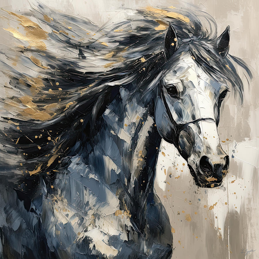 Cerulean Stallion Painting by Lourry Legarde