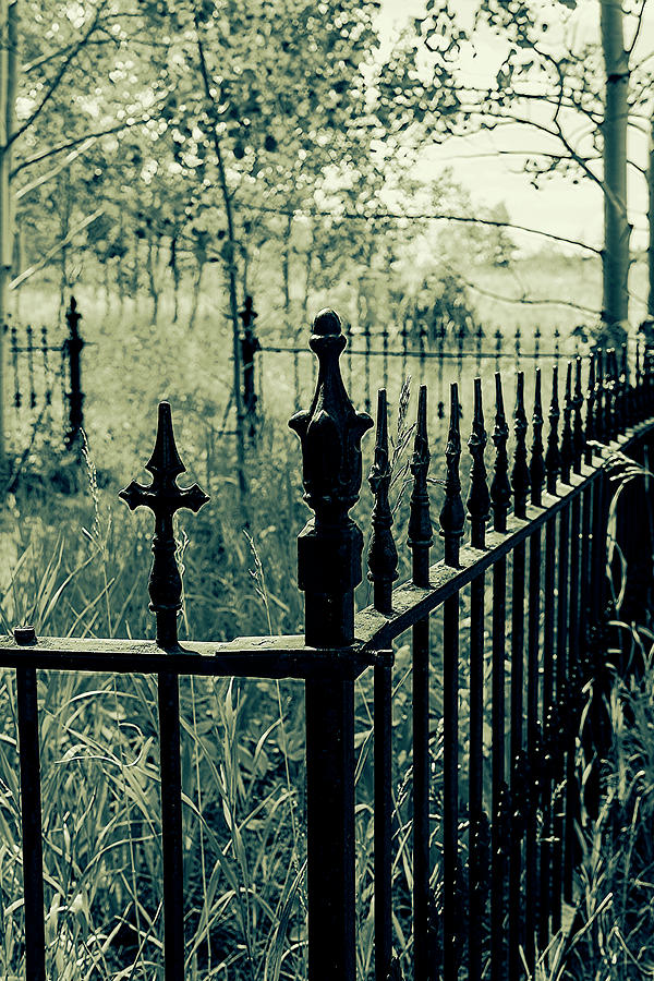 Cerulean Wrought Iron fencing cemetery Photograph by Cathy Anderson